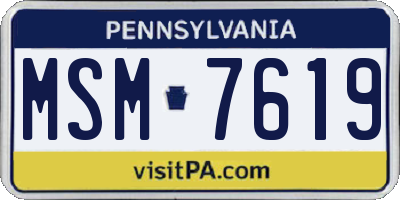 PA license plate MSM7619