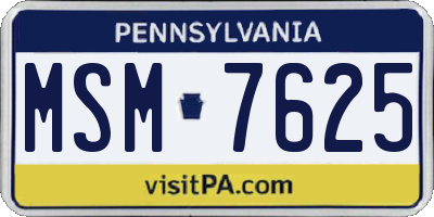 PA license plate MSM7625