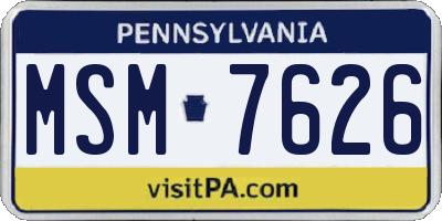 PA license plate MSM7626