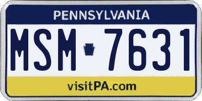 PA license plate MSM7631