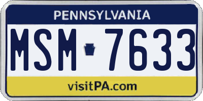 PA license plate MSM7633