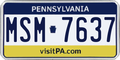 PA license plate MSM7637