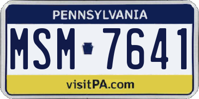 PA license plate MSM7641