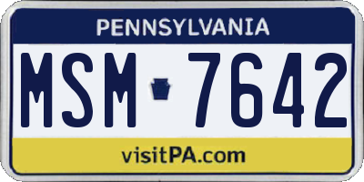PA license plate MSM7642