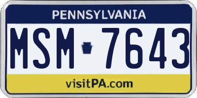 PA license plate MSM7643