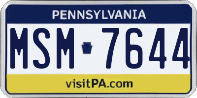 PA license plate MSM7644