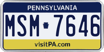 PA license plate MSM7646