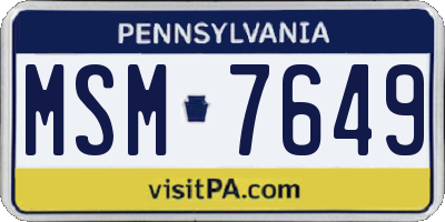PA license plate MSM7649