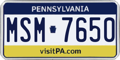 PA license plate MSM7650