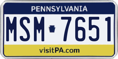 PA license plate MSM7651