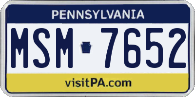 PA license plate MSM7652