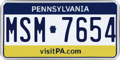 PA license plate MSM7654