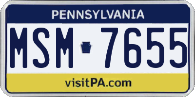 PA license plate MSM7655