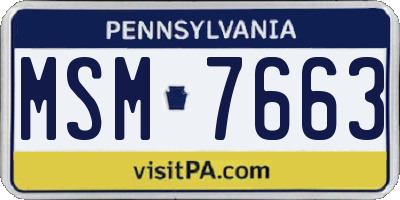 PA license plate MSM7663