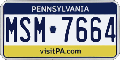 PA license plate MSM7664