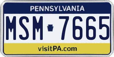 PA license plate MSM7665