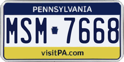 PA license plate MSM7668