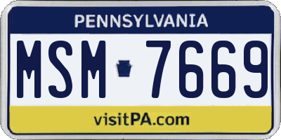 PA license plate MSM7669