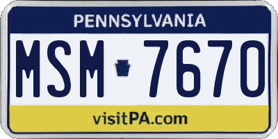 PA license plate MSM7670