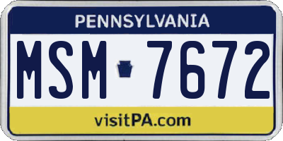 PA license plate MSM7672