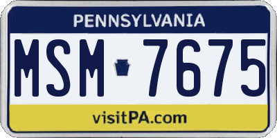 PA license plate MSM7675