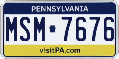 PA license plate MSM7676