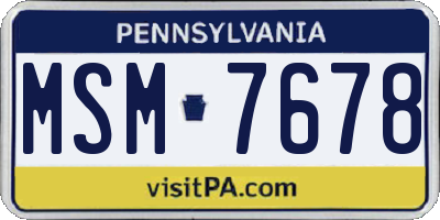 PA license plate MSM7678