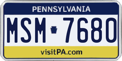 PA license plate MSM7680