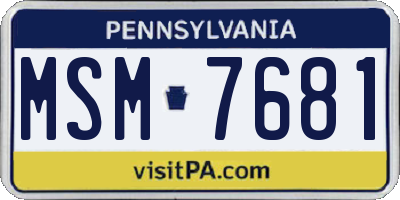 PA license plate MSM7681