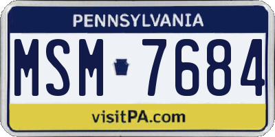 PA license plate MSM7684