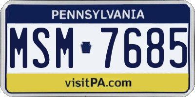 PA license plate MSM7685