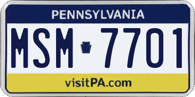 PA license plate MSM7701