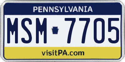 PA license plate MSM7705