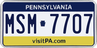 PA license plate MSM7707