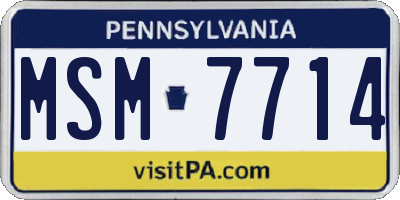 PA license plate MSM7714