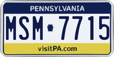 PA license plate MSM7715