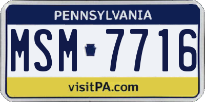 PA license plate MSM7716