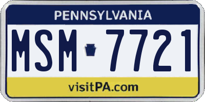PA license plate MSM7721