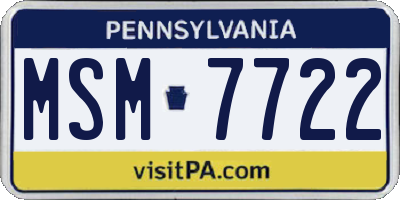 PA license plate MSM7722