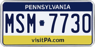 PA license plate MSM7730