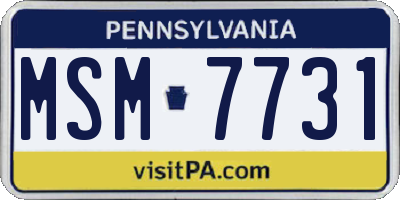 PA license plate MSM7731