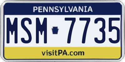 PA license plate MSM7735