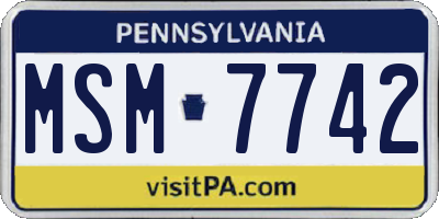 PA license plate MSM7742