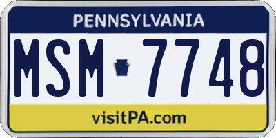 PA license plate MSM7748