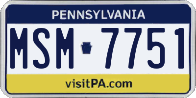 PA license plate MSM7751