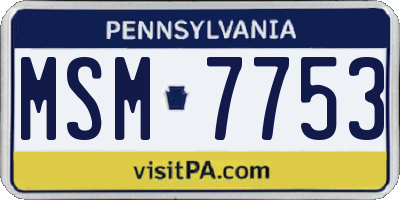 PA license plate MSM7753