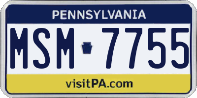 PA license plate MSM7755