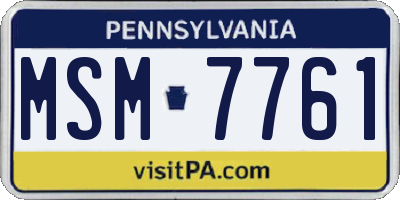 PA license plate MSM7761