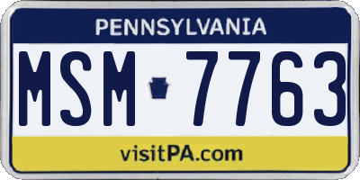 PA license plate MSM7763