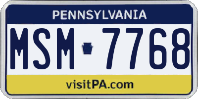PA license plate MSM7768
